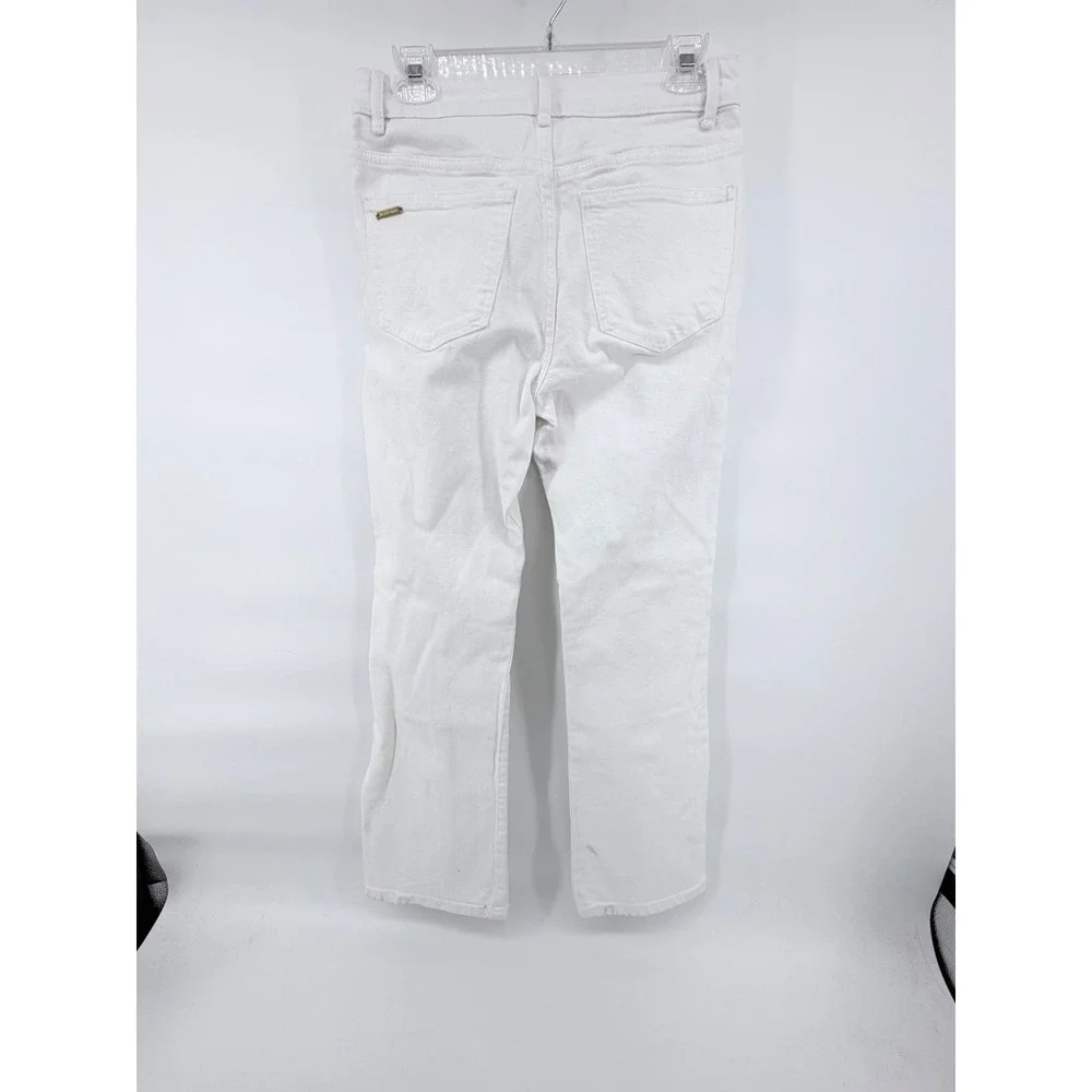 Michael Kors White Front Seam Straight Leg Denim Jeans Pants Womens Size 6 Gold